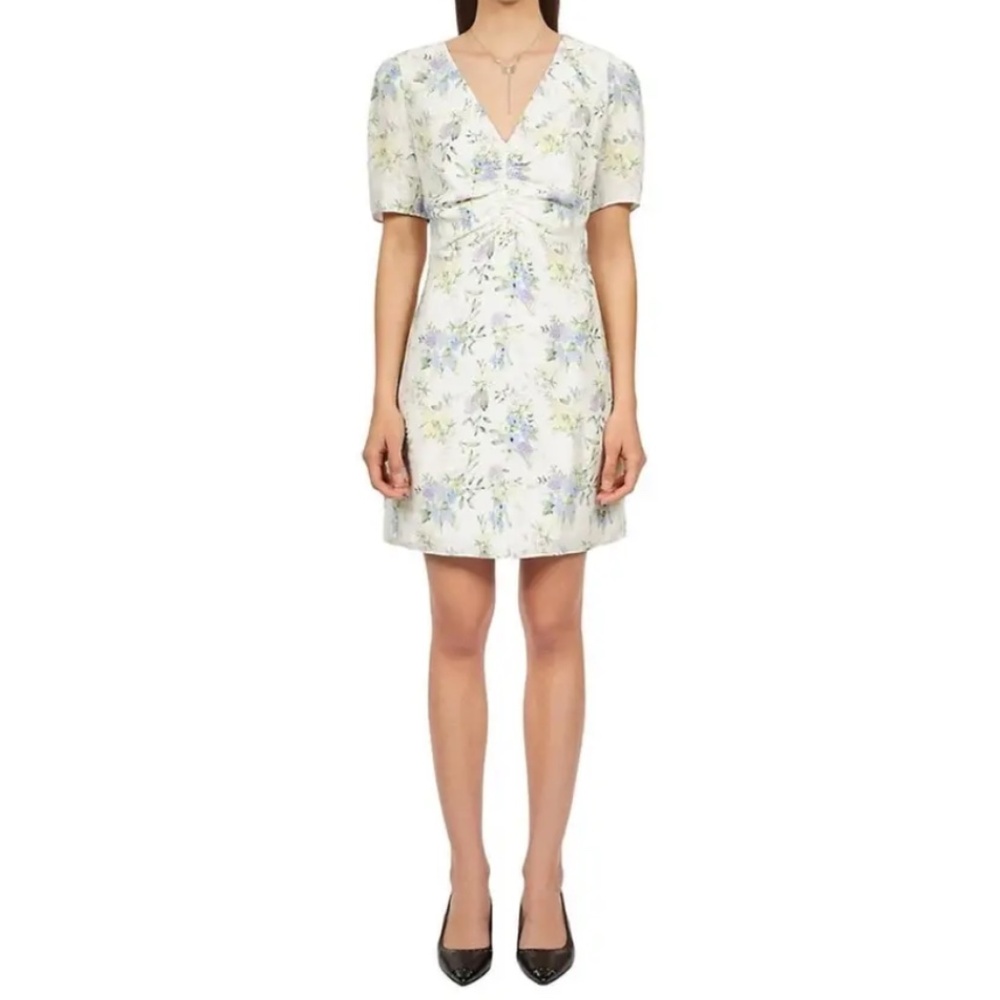 The kooples floral print shirred mini dress